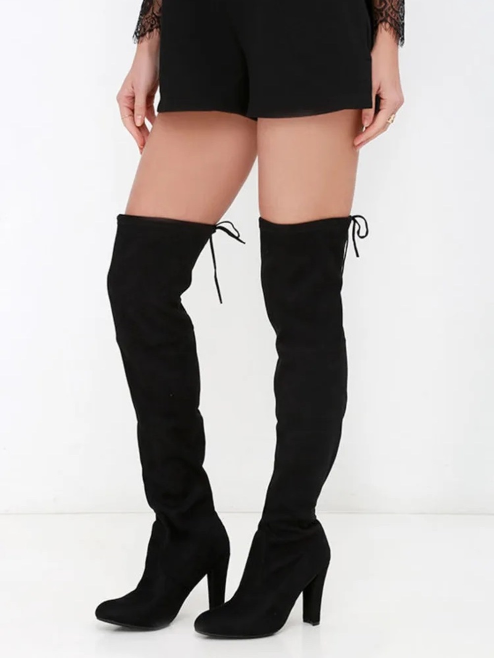 Steve Madden Gorgeous Boots - Black Suede & Over-the-Knee